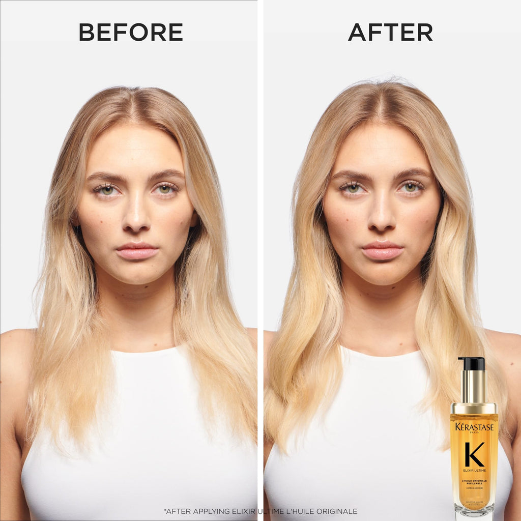 Kerastase Elixir Ultime Refillable Hair Oil – Hydrates & Smooths Frizz, Shine, Wild Camellia, 2.53 fl oz Refill