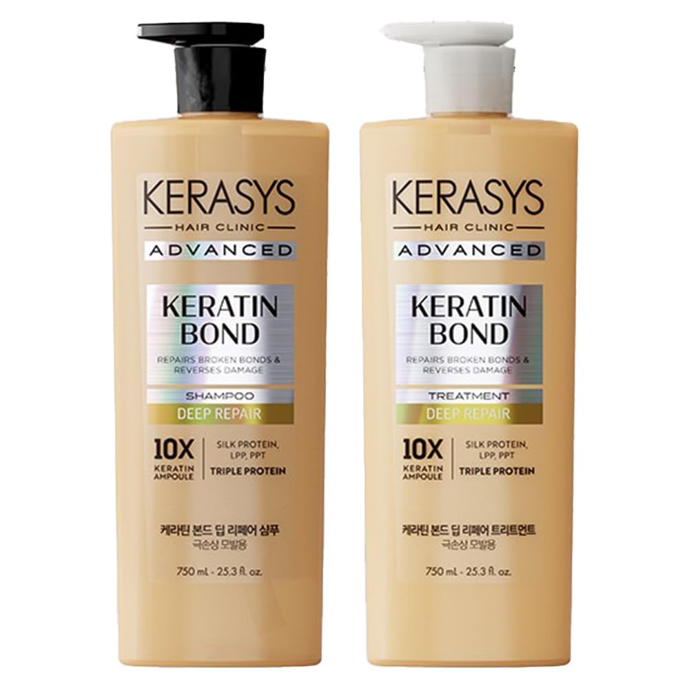 Kerasys Advanced Keratin Bond Shampoo & Treatment Set – Deep Repair, 20.2 fl oz / 600 ml