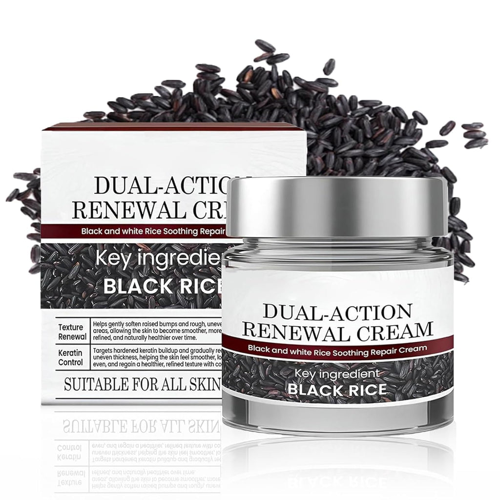 Keratin Erase Dual-Action Renewal Cream | Black & White Rice Hydrating Repair Moisturizer
