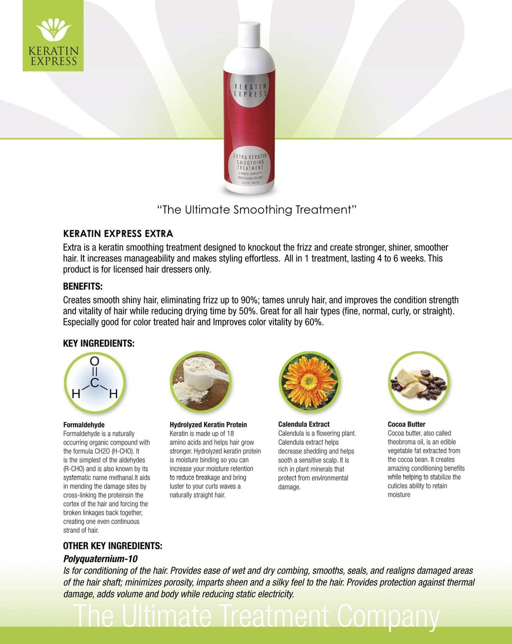 Keratin Express Extra Smoothing Treatment – 4 oz, Up to 6 Weeks (Contains Formaldehyde)