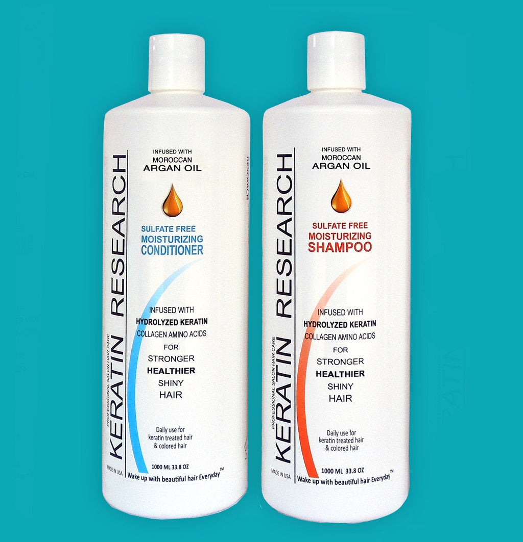 Keratin Research: Sulfate-Free Shampoo & Conditioner Set — 2 x 1L with Moroccan Argan Oil