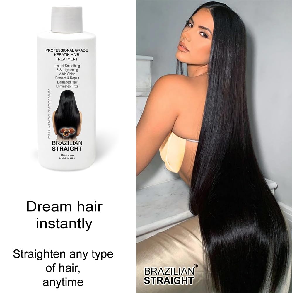 KERATIN RESEARCH Real Brazilian Straight Keratin Treatment Kit – Pro Grade, 120ml