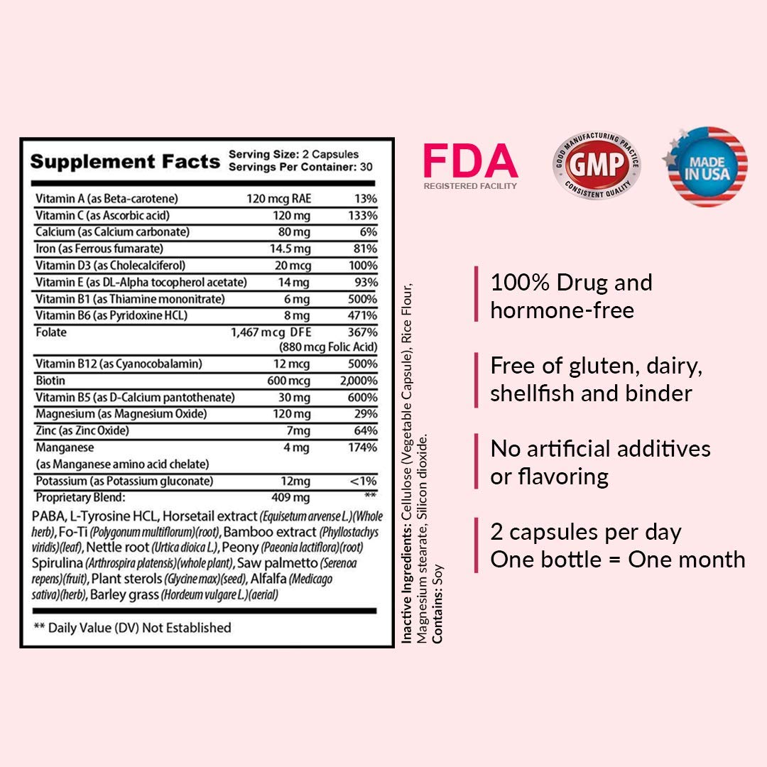 Kerotin Hair Growth Supplement – Longer, Stronger Hair with Biotin, Folic Acid & Saw Palmetto