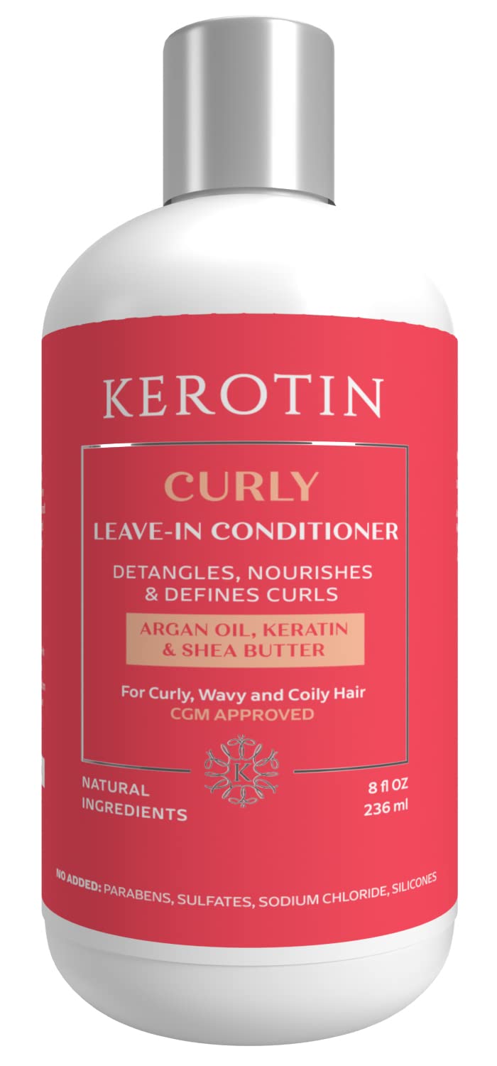 Kerotin Leave-in Conditioner for Curl & Wavy Hair | Detangler, Moisturizing & Anti-Frizz with Argan Oil