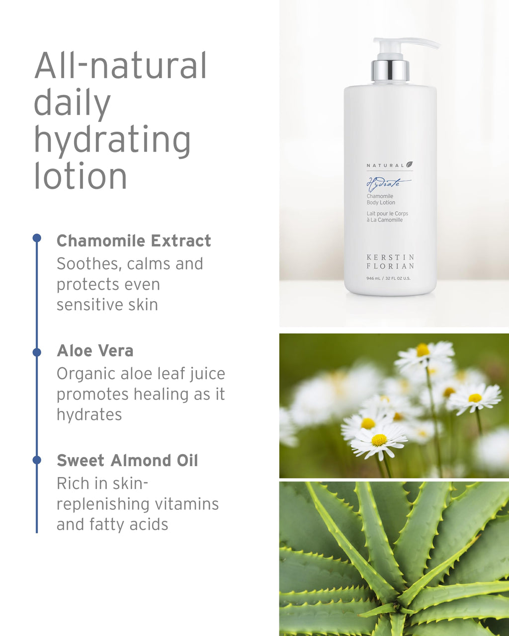 Kerstin Florian Chamomile Body Lotion 32 fl oz | Nourishing Hydration with Aloe & Jojoba