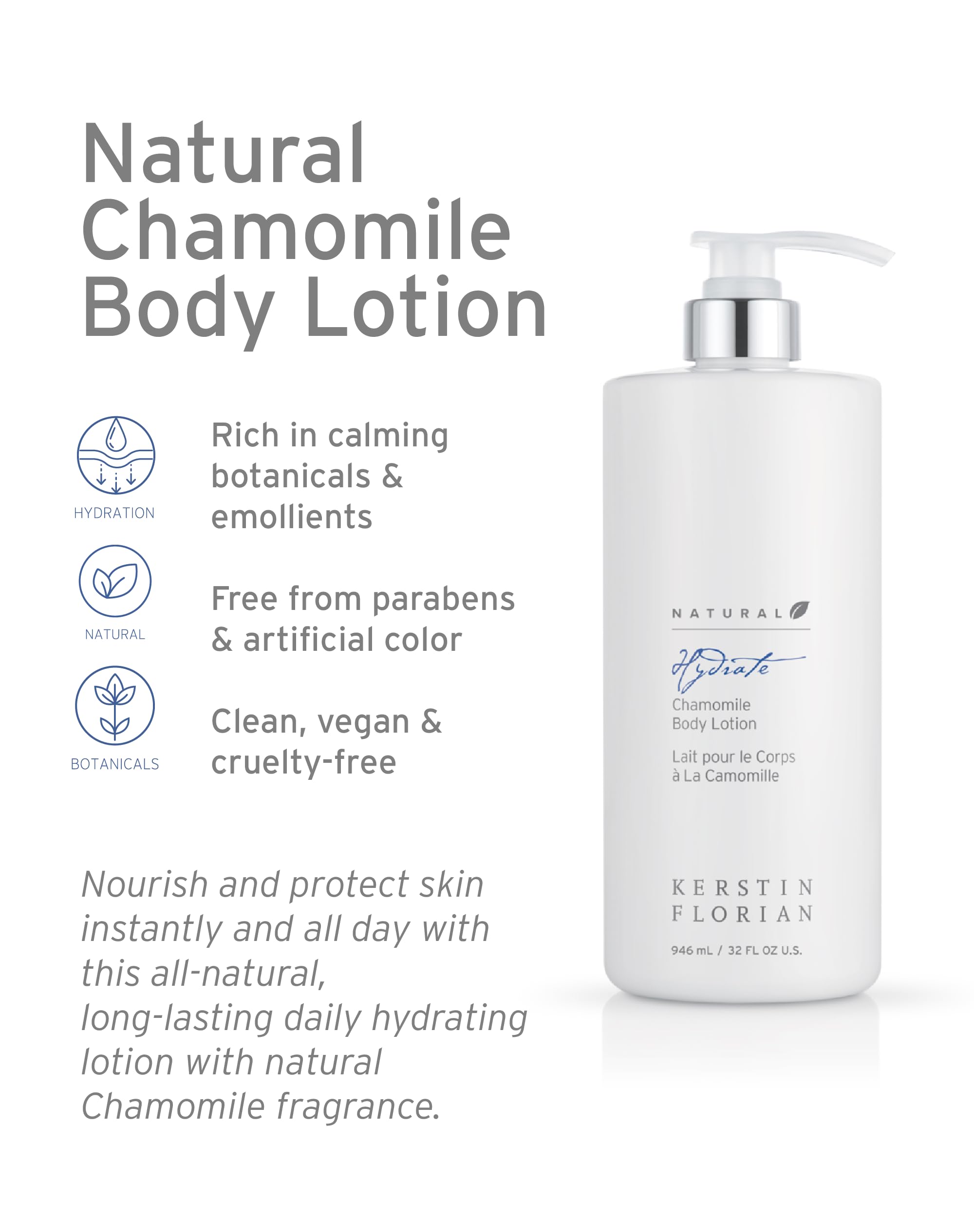 Kerstin Florian Chamomile Body Lotion 32 fl oz | Nourishing Hydration with Aloe & Jojoba