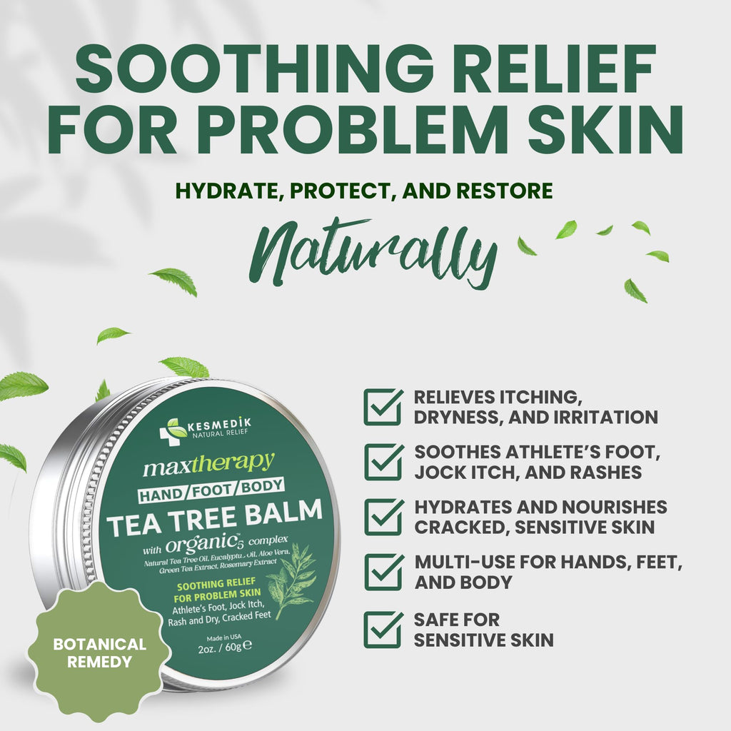 KESMEDIK Tea Tree Oil Balm for Skin – Soothes Itching & Rashes (2-Pack)