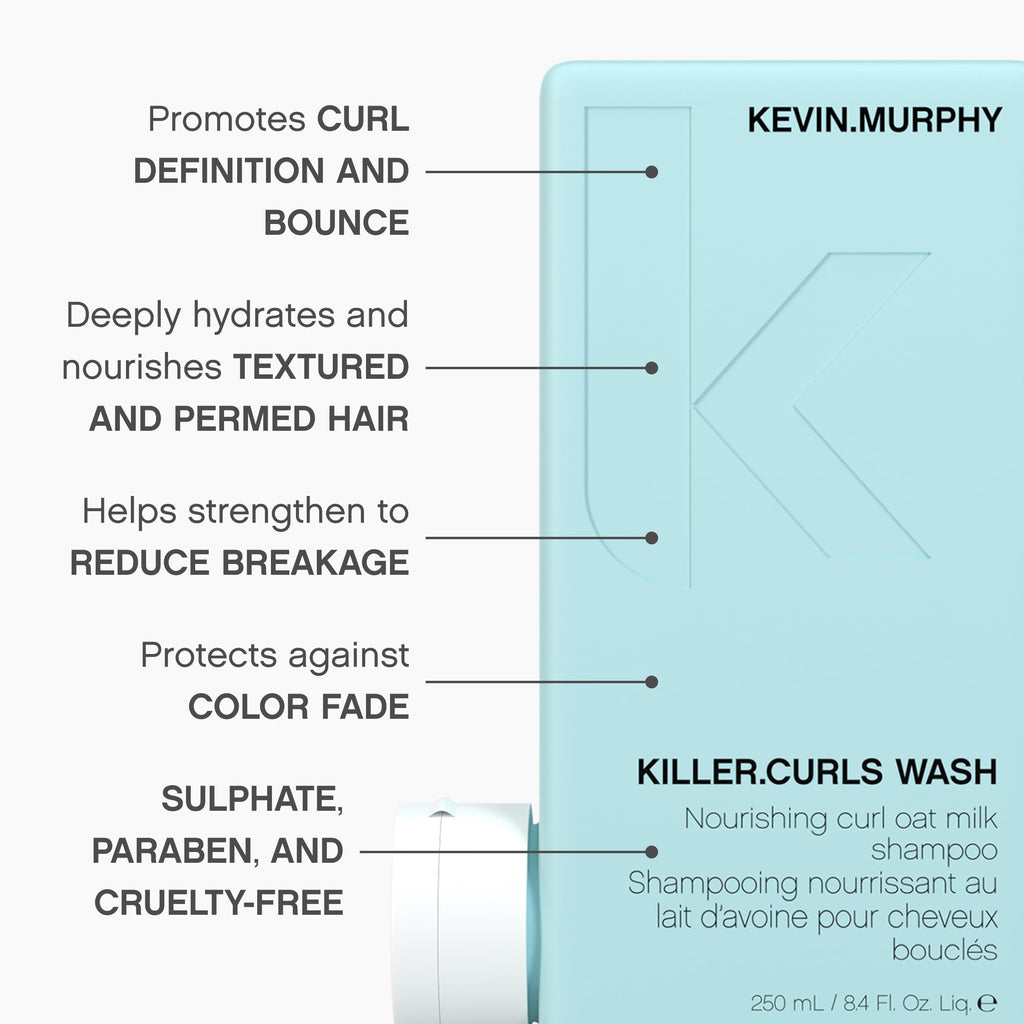 KEVIN.MURPHY Killer.Curls Wash 250ml (Pack of 2) | Hydrating Shampoo for Curly & Permed Hair