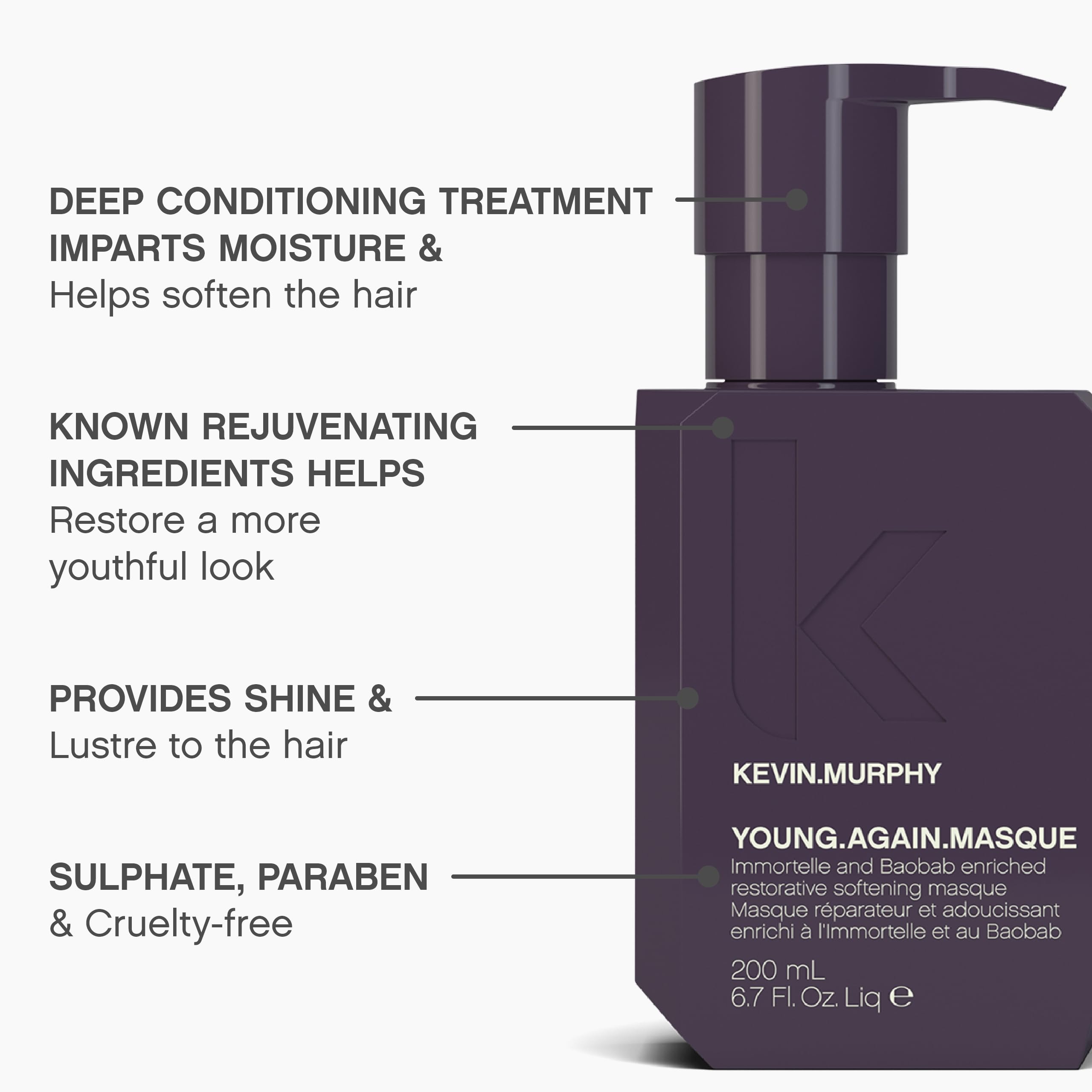 KEVIN.MURPHY Young.Again.Masque – Deep Conditioning Hair Masque for Damaged & Dry Hair (2 x 200 mL)