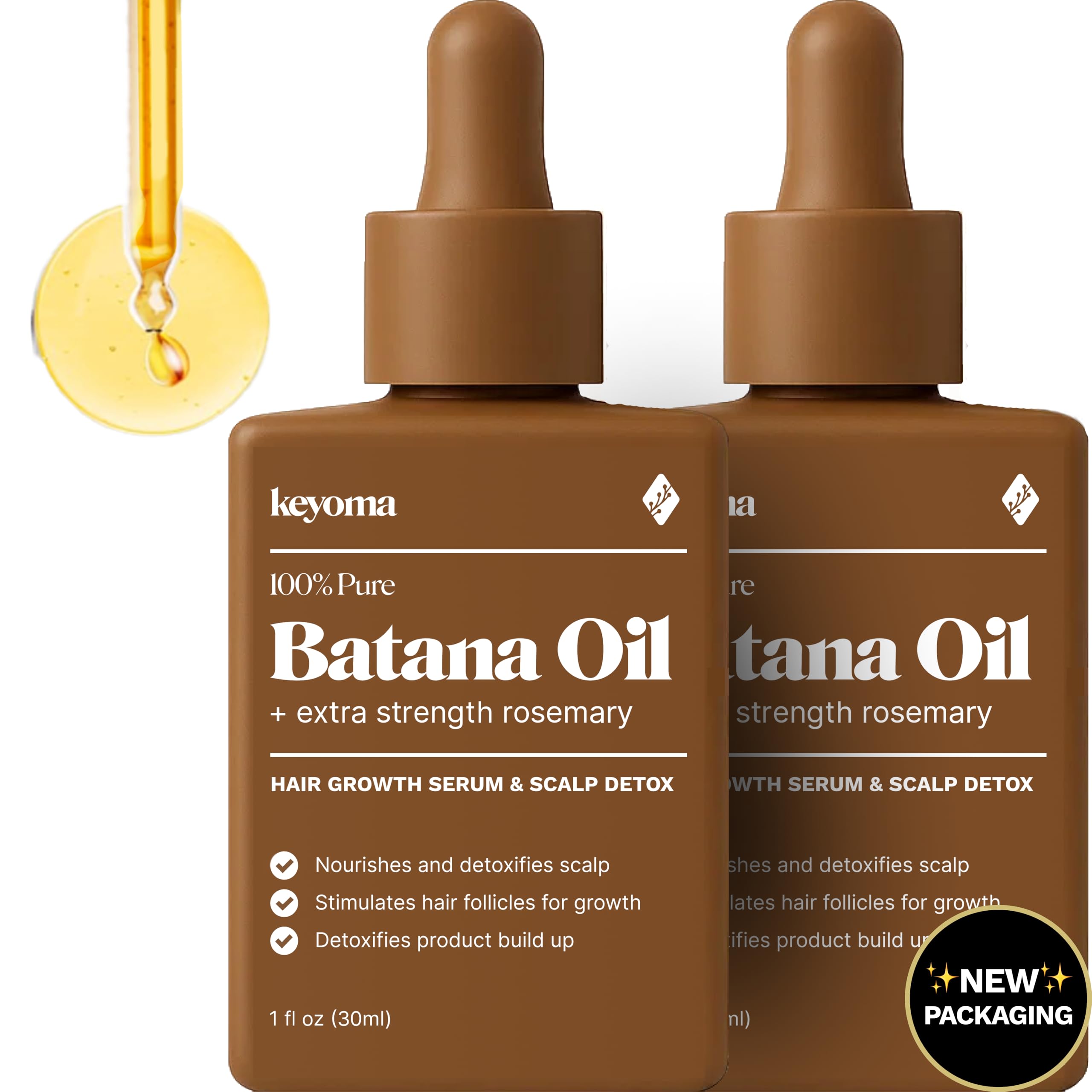 Keyoma Batana Oil with Rosemary for Hair Growth – 60 mL, 100% Organic Batana Oil from Honduras