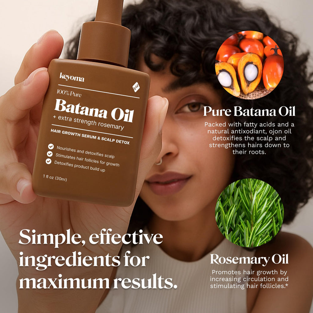 Keyoma Batana Oil with Rosemary for Hair Growth – 60 mL, 100% Organic Batana Oil from Honduras