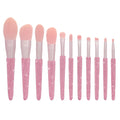 KEYPOWER 11-Piece Professional Makeup Brush Set with Rhinestones – Pink