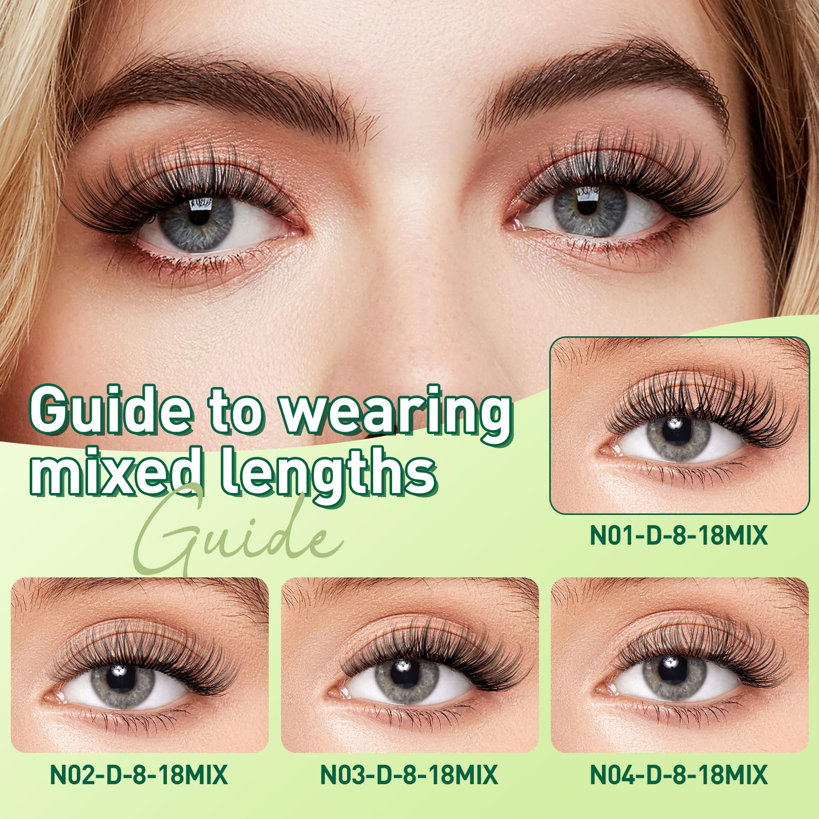 KEYYOU Natural Lash Clusters 144pcs | D-Curl, 8-18mm Mix Lengths, Lightweight & Reusable