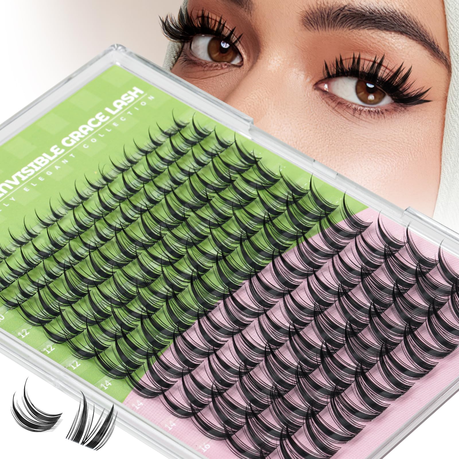 KEYYOU Bunny Lash Clusters – Invisible Band Manga Lashes, C Curl Anime Look