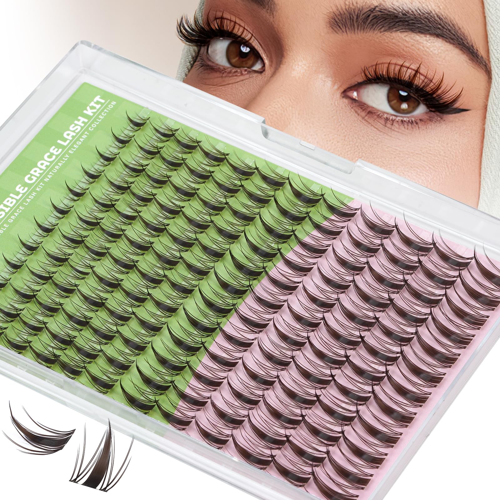 KEYYOU Fairy Brown Lash Clusters | D Curl 144Pcs | Waterproof DIY Lash Extensions at Home