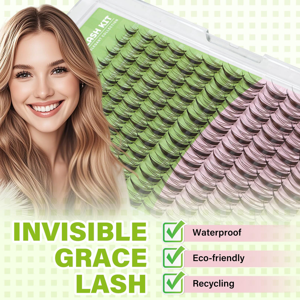 KEYYOU Fairy Brown Lash Clusters | D Curl 144Pcs | Waterproof DIY Lash Extensions at Home