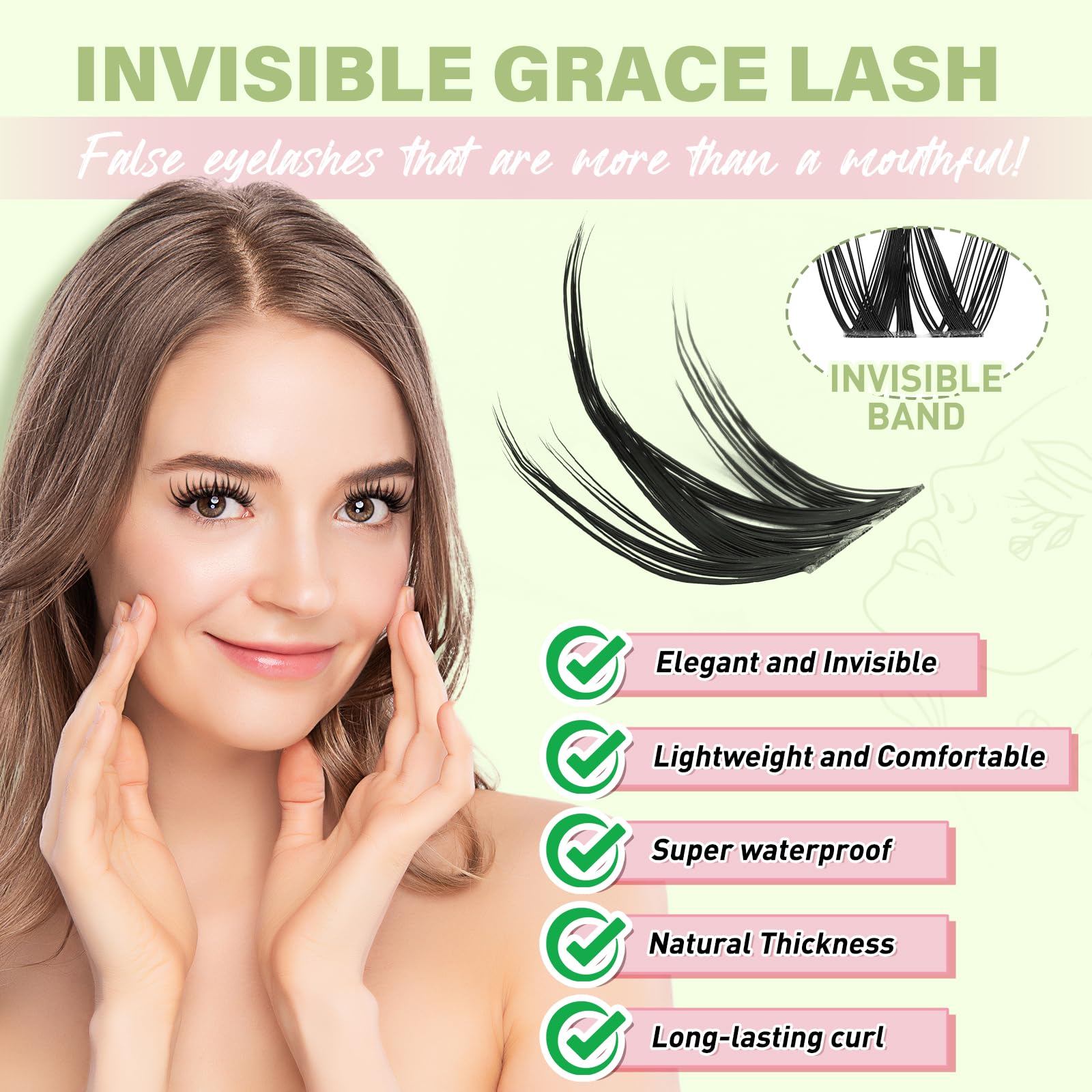 KEYYOU Fairy Chispa Lash Clusters Kit – D Curl 120Pcs Invisible Band Lashes for DIY Home Use