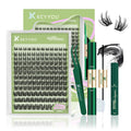 KEYYOU LASH Extension Kit 144Pcs Angel Lash Clusters – DIY Home Kit with Glue, Sealer, Tweezers & Remover