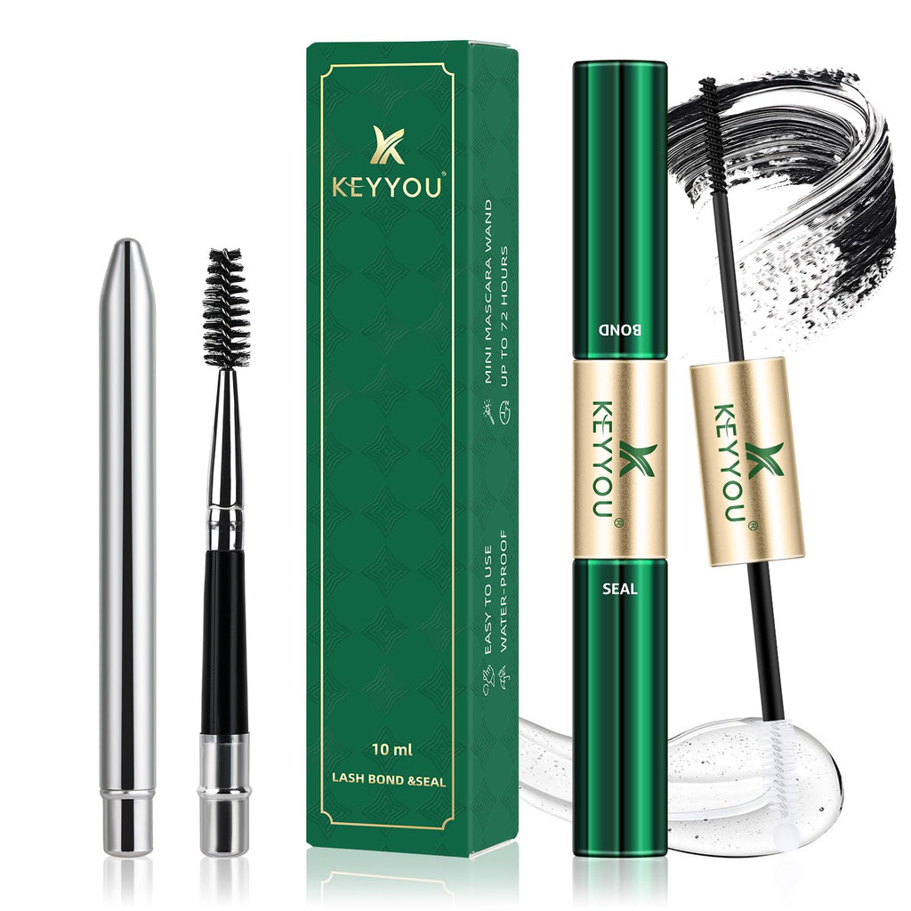 KEYYOU Lash Bond & Seal Glue — 72H Waterproof Hold for DIY Lash Clusters (Black, 10ml)
