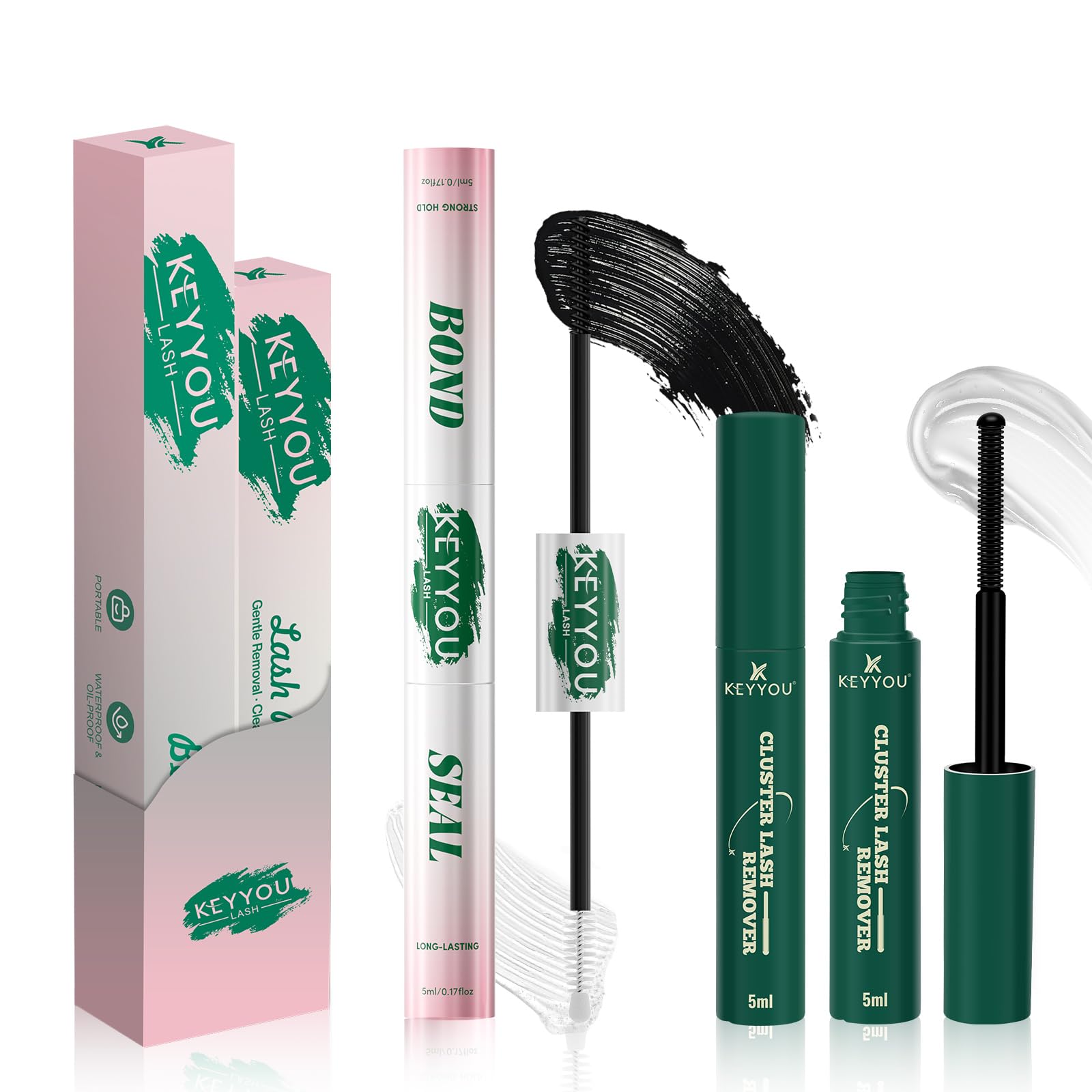 KEYYOU LASH Lash Bond & Seal with Remover – Waterproof 2-in-1 DIY Lash Glue for Clusters