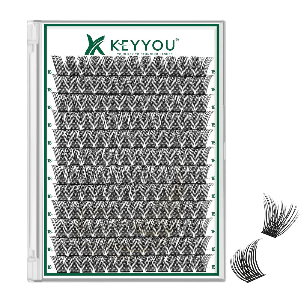 KEYYOU Lash Clusters 144pcs – 18mm DCurl, Ultra-Lightweight & All-Day Comfort | DIY at Home