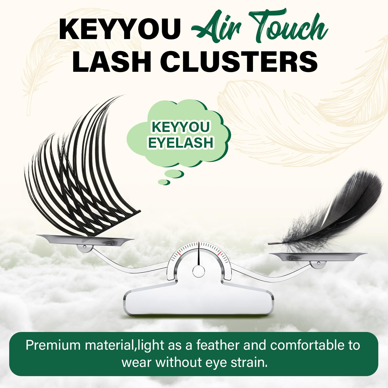 KEYYOU Lash Clusters 144pcs – 18mm DCurl, Ultra-Lightweight & All-Day Comfort | DIY at Home