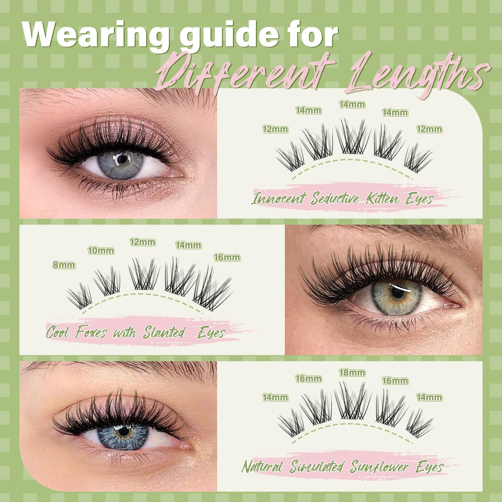 KEYYOU Angel Lash Clusters Kit – D Curl 144Pcs, Invisible Band, Waterproof DIY Lash Kit