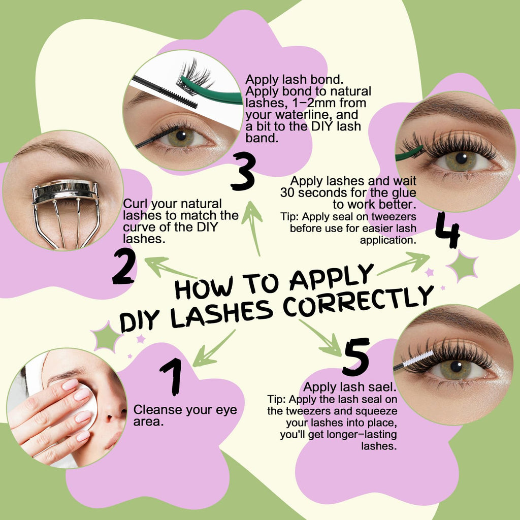 KEYYOU LASH Extension Kit 144Pcs Angel Lash Clusters – DIY Home Kit with Glue, Sealer, Tweezers & Remover