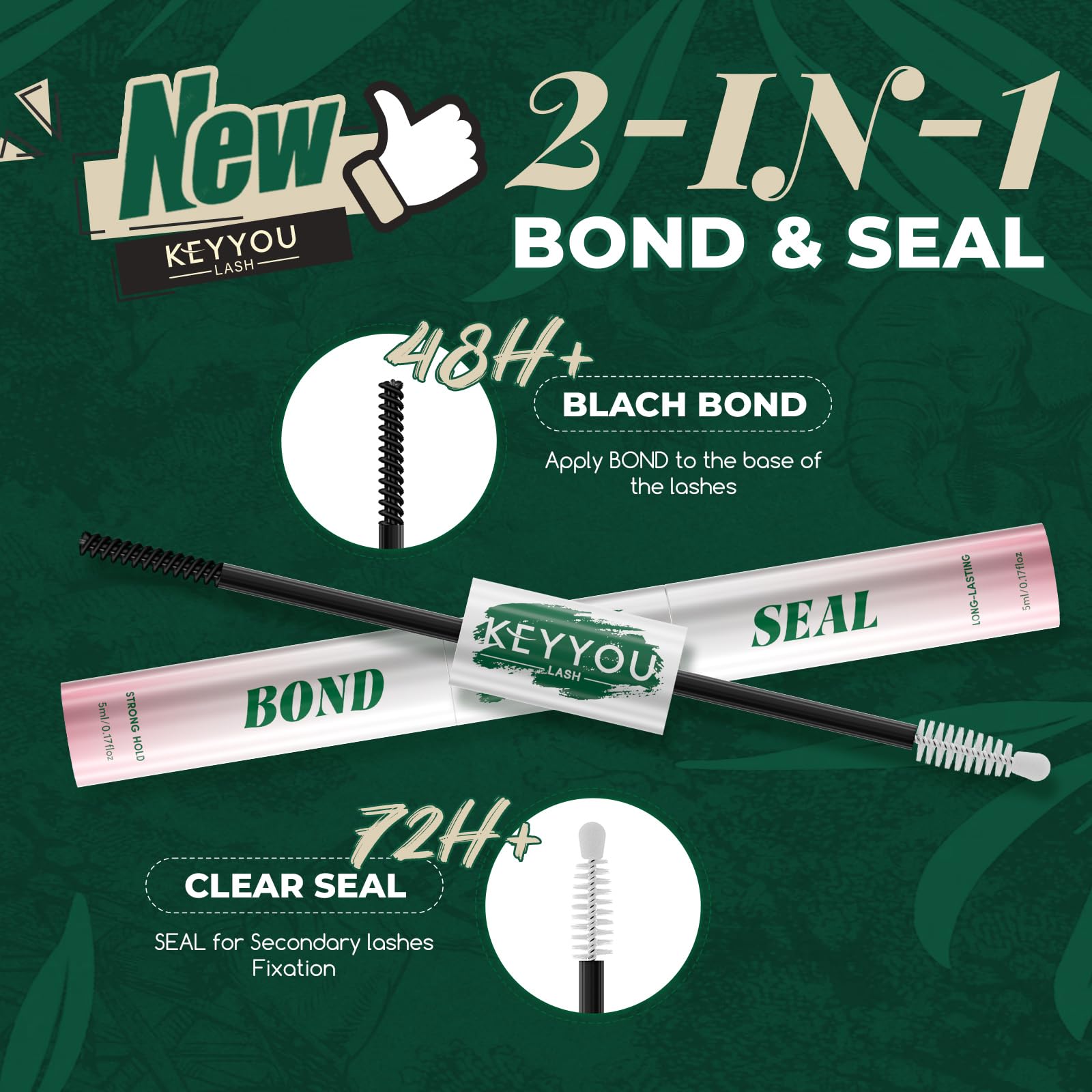 KEYYOU LASH Lash Bond & Seal with Remover – Waterproof 2-in-1 DIY Lash Glue for Clusters