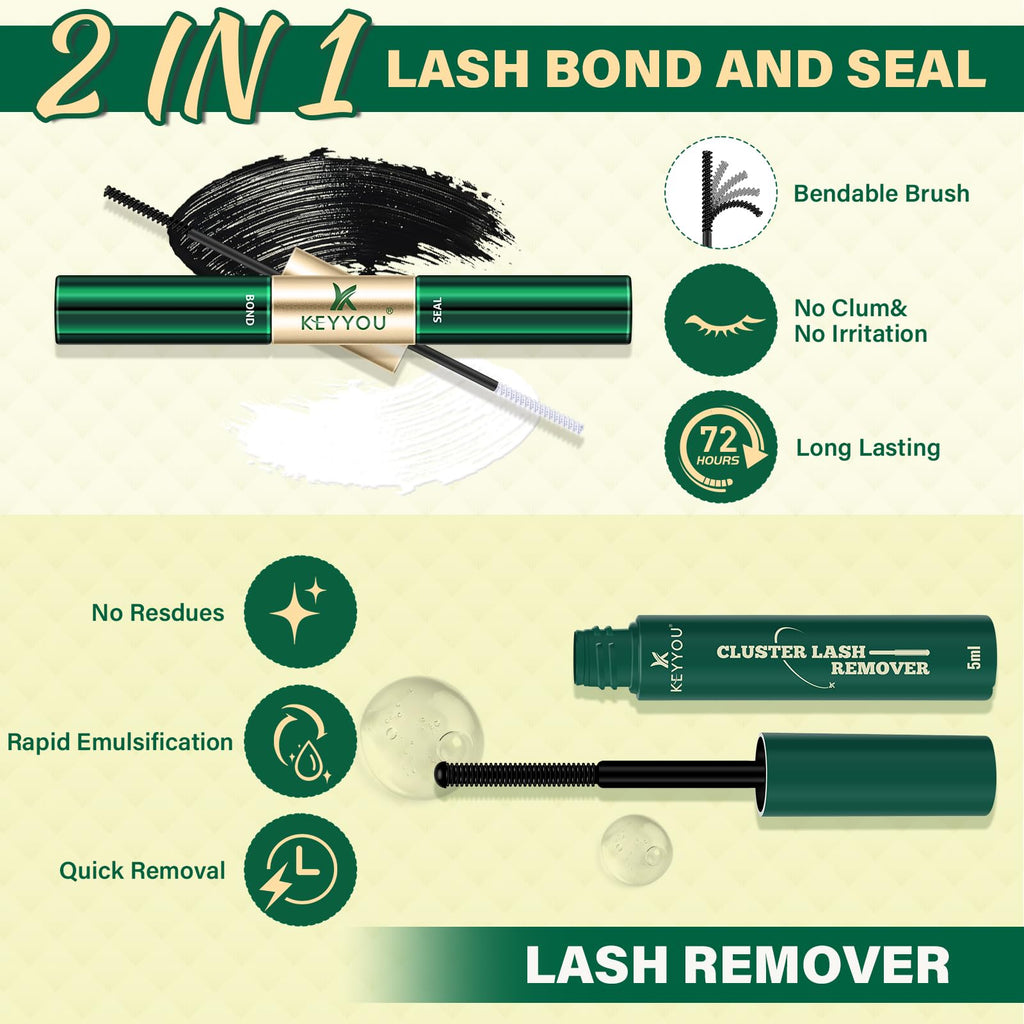 KEYYOU LASH Manga Lash Clusters Kit 8-18mm – 144pcs DIY Lash Extensions