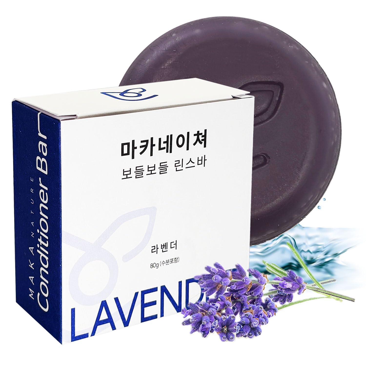 KGallery MAKA NATURE Conditioner Bar – Ginseng-Infused, Plastic-Free, Vegan for Dry Hair (Lavender)