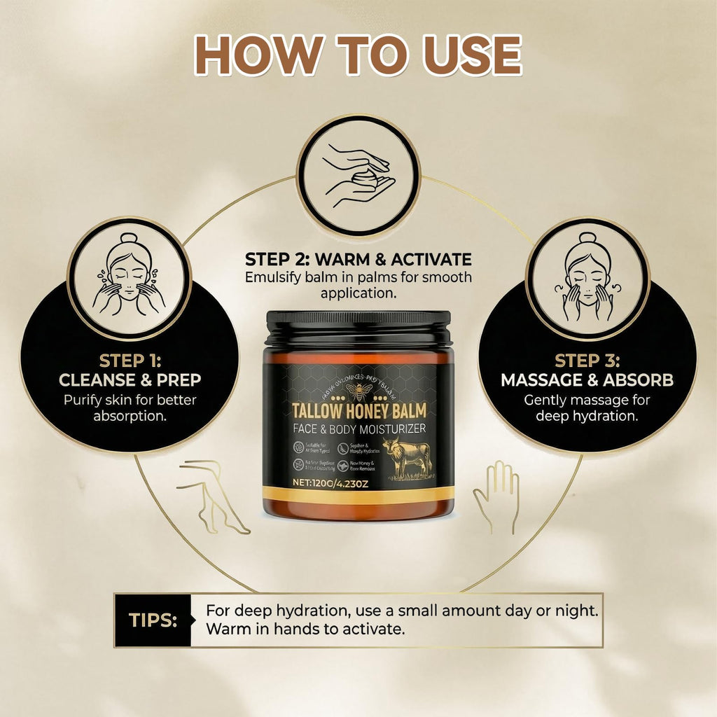 KGHWE Beef Tallow Moisturizer – Organic Grass-Fed Tallow with Honey & Beeswax (4.23 oz)