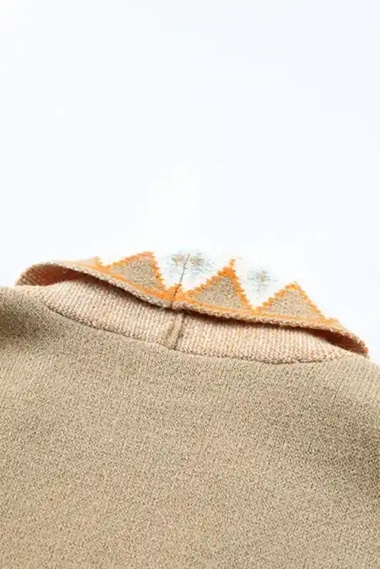 Khaki Aztec Knit Duster Cardigan Women UK