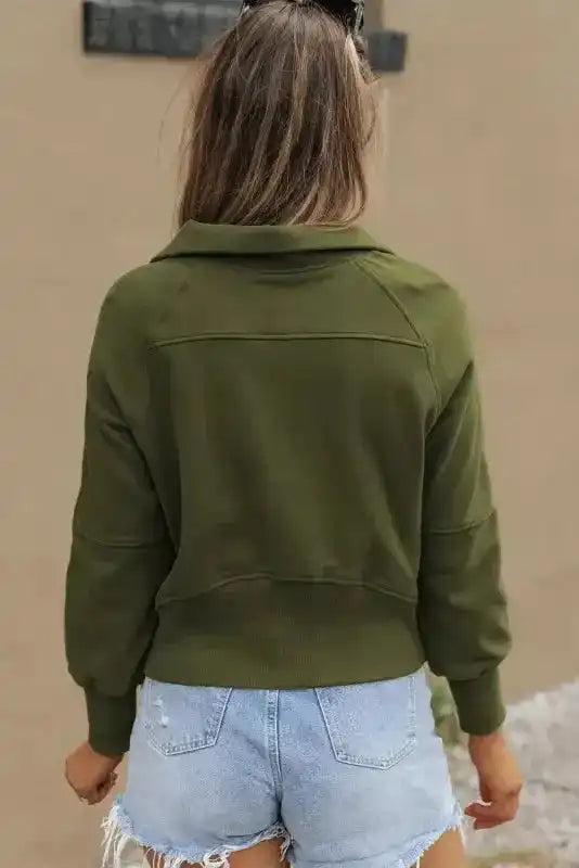Khaki Plaid Women's Sweatshirt - Stylish & Cozy