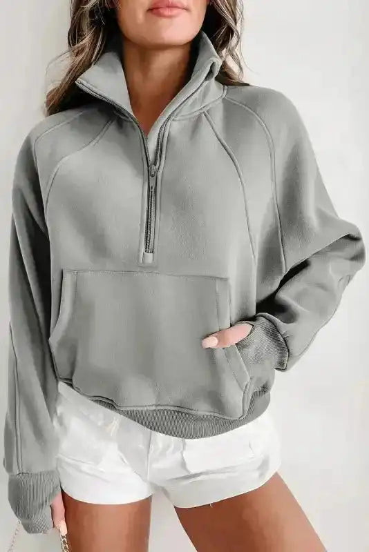 Khaki Plaid Women's Sweatshirt - Stylish & Cozy