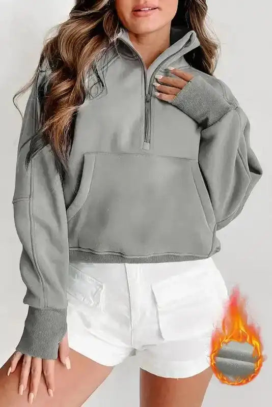 Khaki Plaid Women's Sweatshirt - Stylish & Cozy