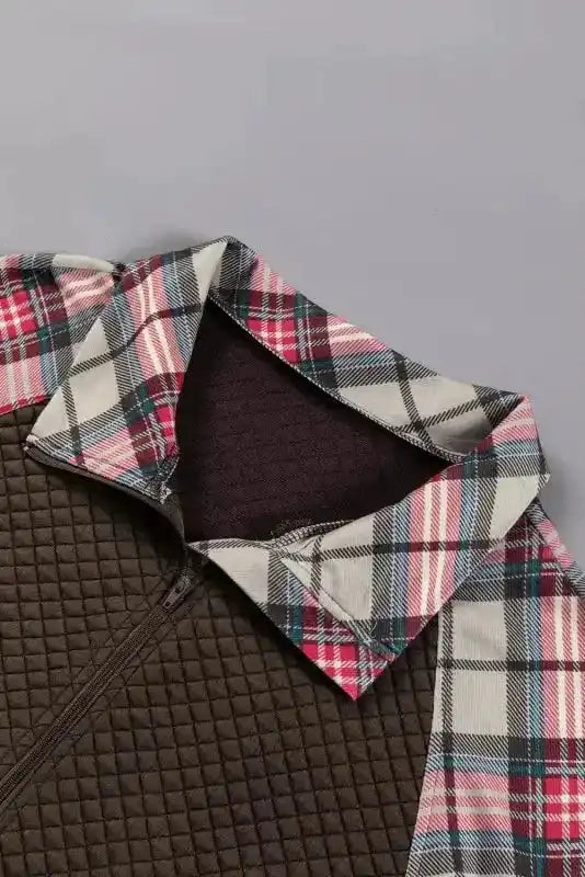 Khaki Plaid Women's Sweatshirt - Stylish & Cozy