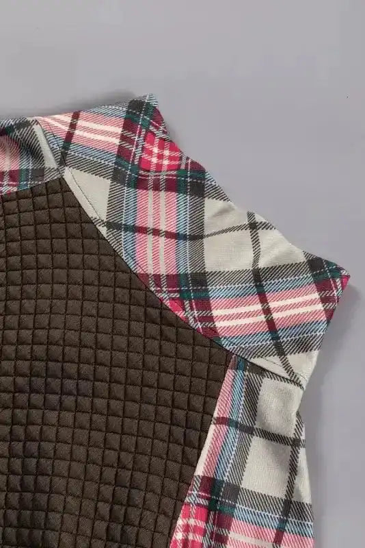 Khaki Plaid Women's Sweatshirt - Stylish & Cozy