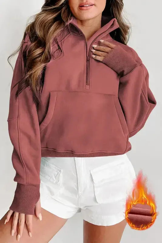 Khaki Plaid Women's Sweatshirt - Stylish & Cozy