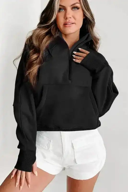 Khaki Plaid Women's Sweatshirt - Stylish & Cozy