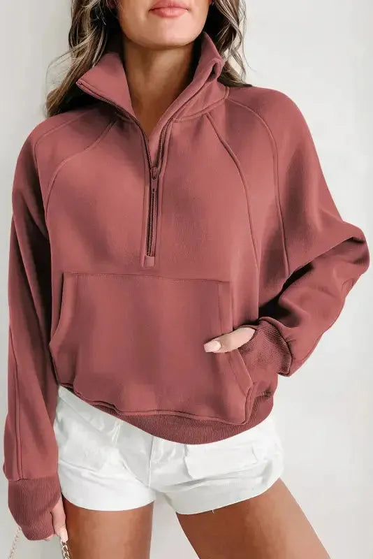 Khaki Plaid Women's Sweatshirt - Stylish & Cozy