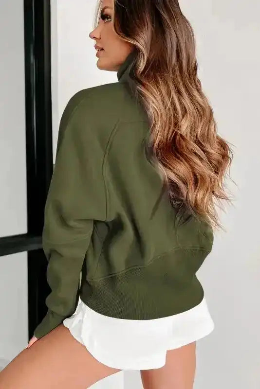 Khaki Plaid Women's Sweatshirt - Stylish & Cozy