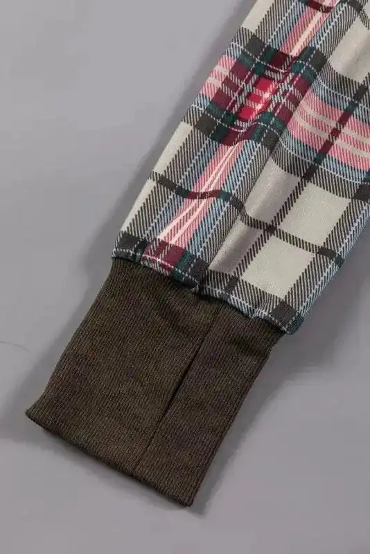 Khaki Plaid Women's Sweatshirt - Stylish & Cozy