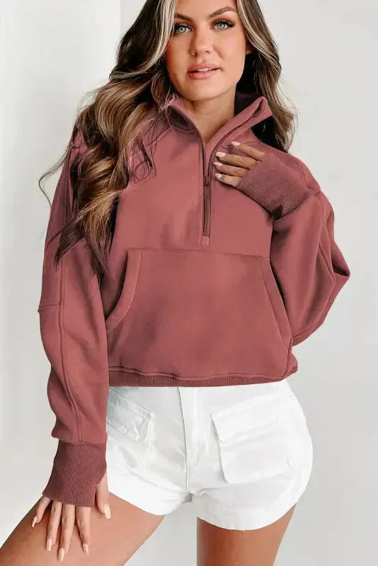 Khaki Plaid Women's Sweatshirt - Stylish & Cozy