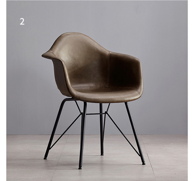 A Set of 2 Bobby Dining Chairs, Distressed Leather