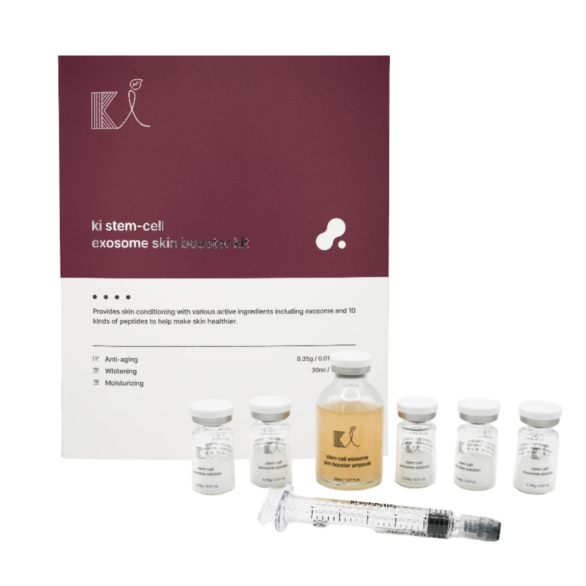 Ki Cosmetics Stem-Cell Exosome Skin Booster Kit – Exosome, PDRN, Peptide, Collagen | Rejuvenation, Hydration, Anti-Aging | Korean Skincare 30ml (5 Ampoules)