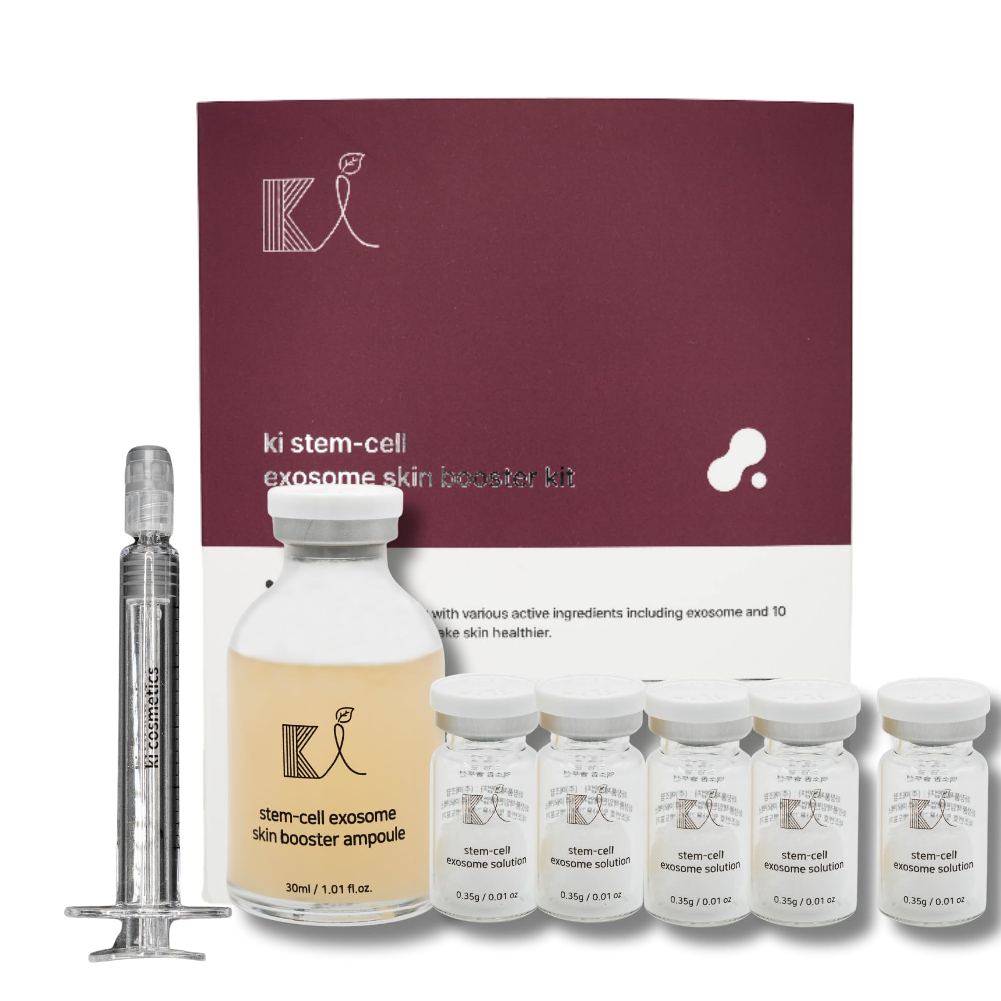 Ki Cosmetics Stem-Cell Exosome Skin Booster Kit – Exosome, PDRN, Peptide, Collagen | Rejuvenation, Hydration, Anti-Aging | Korean Skincare 30ml (5 Ampoules)