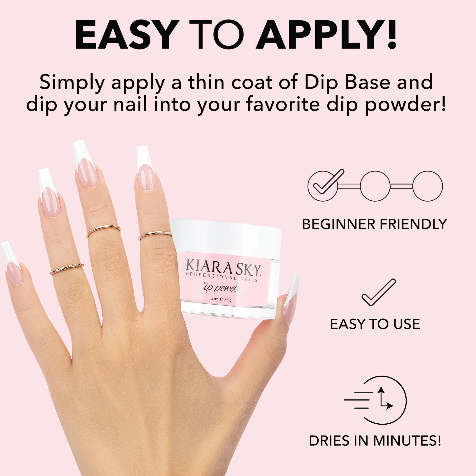 Kiara Sky Dip Powder Essentials 2 oz – Medium Pink for French Nails