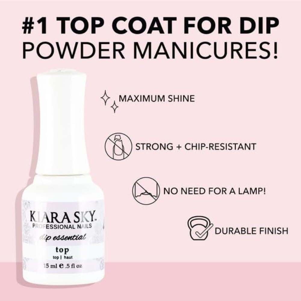 KIARA SKY Dip Top Coat Step #4 – Gel-Like Shine, Monomer-Free, Odorless