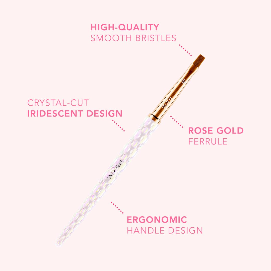 Kiara Sky Nail Art Brush M Flat – Blending & Shading Tool, Crystal Iridescent Handle